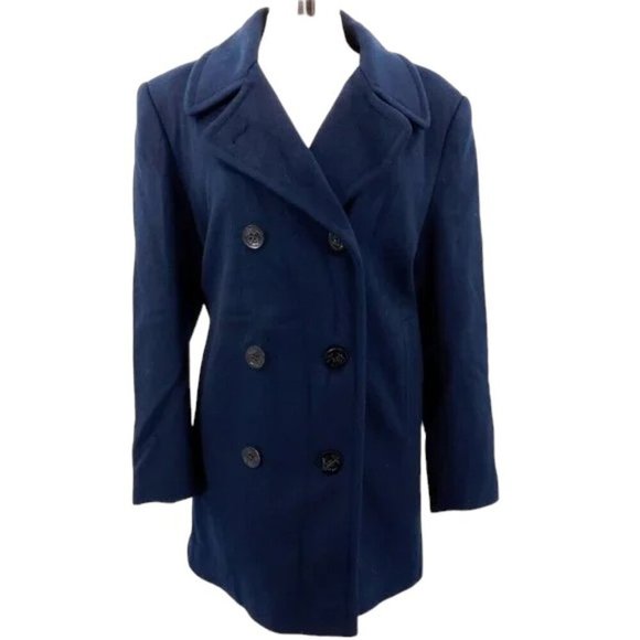 Forecaster Navy Blue Wool Blend Pea Coat - Picture 10 of 10
